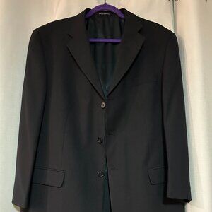 Perry Ellis Suit Coat Mens 42R black pinstriped business formal workwear office